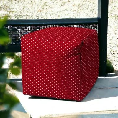 Cube Polka Dots Indoor / Outdoor Pouf Cover - Red