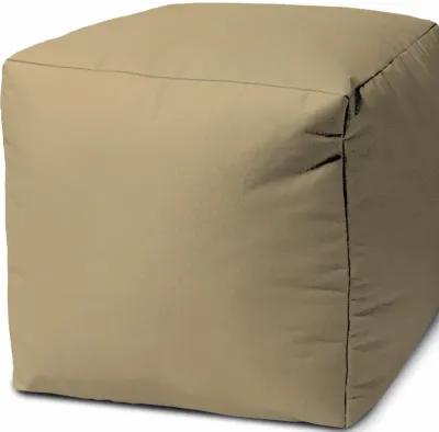 Canvas Cube Outdoor Pouf Cover - Khaki