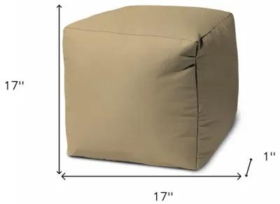 Canvas Cube Outdoor Pouf Cover - Khaki