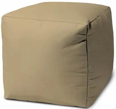 Canvas Cube Outdoor Pouf Cover - Khaki