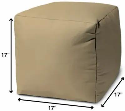 Canvas Cube Outdoor Pouf Cover - Khaki