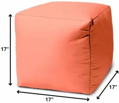 Cool Flamingo Solid Color Indoor Outdoor Pouf Cover - Coral