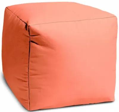 Cool Flamingo Solid Color Indoor Outdoor Pouf Cover - Coral