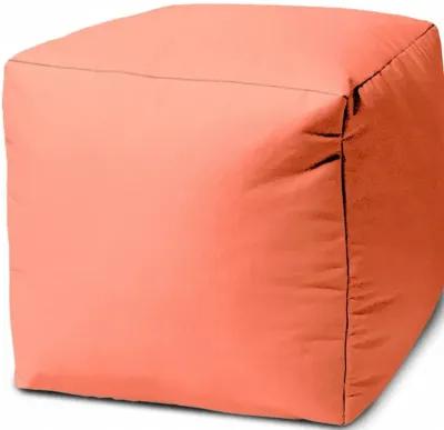 Cool Flamingo Solid Color Indoor Outdoor Pouf Cover - Coral