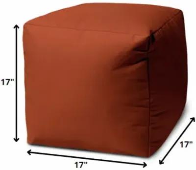 Cool Rust Solid Color Indoor Outdoor Pouf Cover - Dark Amber