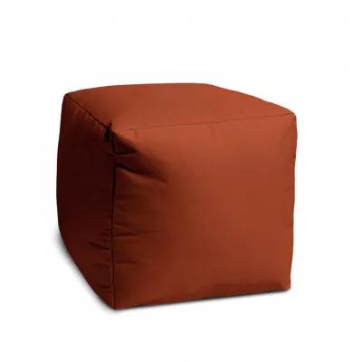 Cool Rust Solid Color Indoor Outdoor Pouf Cover - Dark Amber