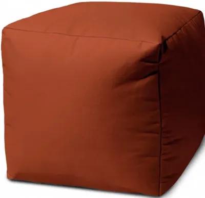 Cool Rust Solid Color Indoor Outdoor Pouf Cover - Dark Amber