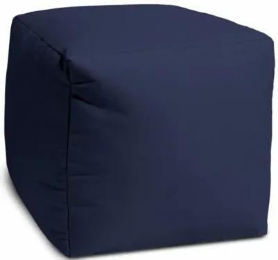 Cool Warm Solid Color Indoor Outdoor Pouf Cover - Indigo Blue