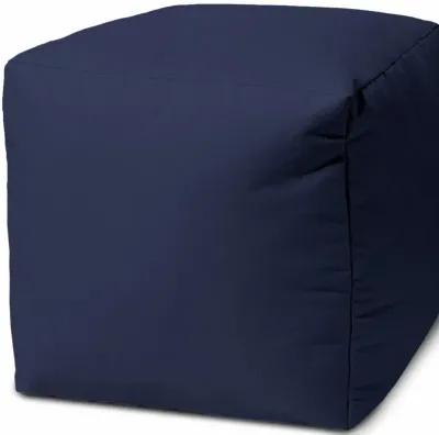 Cool Warm Solid Color Indoor Outdoor Pouf Cover - Indigo Blue