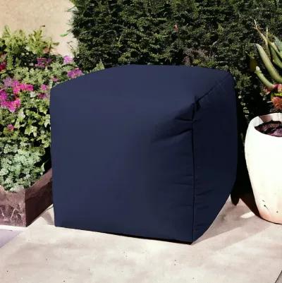 Cool Warm Solid Color Indoor Outdoor Pouf Cover - Indigo Blue