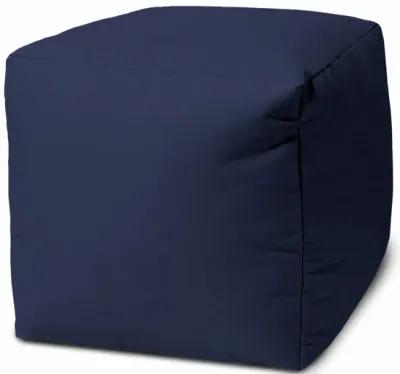 Cool Warm Solid Color Indoor Outdoor Pouf Cover - Indigo Blue