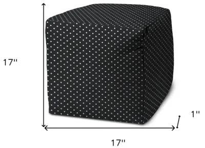 Cube Polka Dots Indoor Outdoor Pouf Cover - Black / White