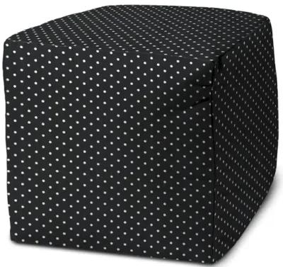 Cube Polka Dots Indoor Outdoor Pouf Cover - Black / White