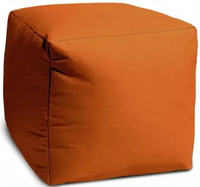 Cool Solid Color Indoor Outdoor Pouf Cover - Orange