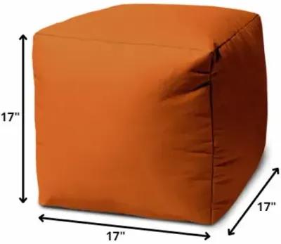 Cool Solid Color Indoor Outdoor Pouf Cover - Orange