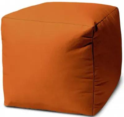 Cool Solid Color Indoor Outdoor Pouf Cover - Orange