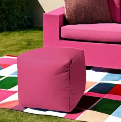 Cool Bright Solid Color Indoor Outdoor Pouf Cover - Hot Pink