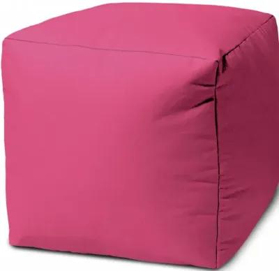 Cool Bright Solid Color Indoor Outdoor Pouf Cover - Hot Pink