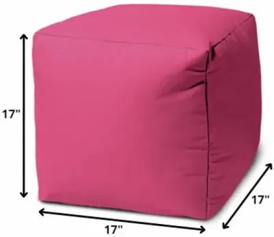 Cool Bright Solid Color Indoor Outdoor Pouf Cover - Hot Pink