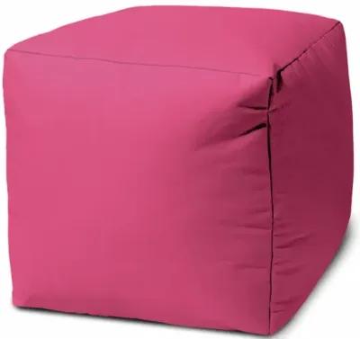 Cool Bright Solid Color Indoor Outdoor Pouf Cover - Hot Pink