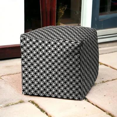 Cube Geometric Indoor Outdoor Pouf Cover - Black / White