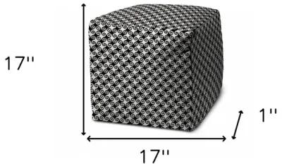 Cube Geometric Indoor Outdoor Pouf Cover - Black / White