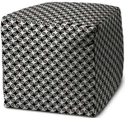 Cube Geometric Indoor Outdoor Pouf Cover - Black / White