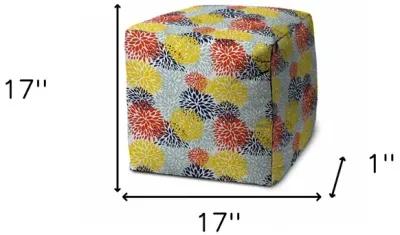 Cube Floral Indoor / Outdoor Pouf Cover - Green