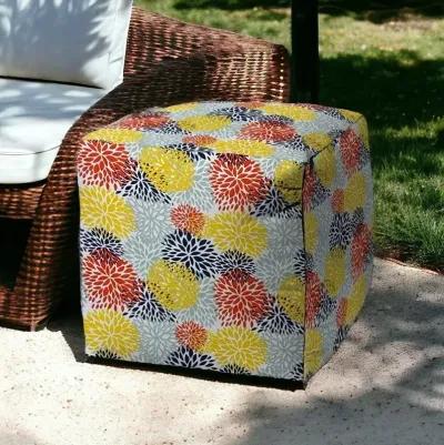 Cube Floral Indoor / Outdoor Pouf Cover - Green