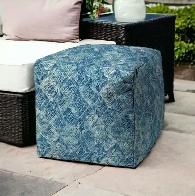 Cube Geometric Indoor Outdoor Pouf Cover - Blue