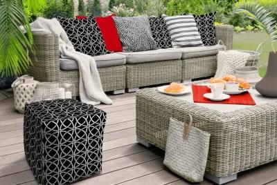 Cube Geometric Indoor / Outdoor Pouf Cover - Black