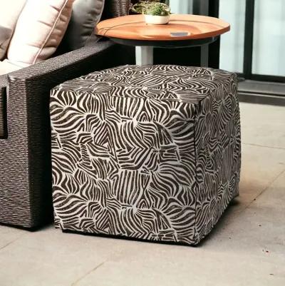 Cube Abstract Indoor Outdoor Pouf Cover - Black