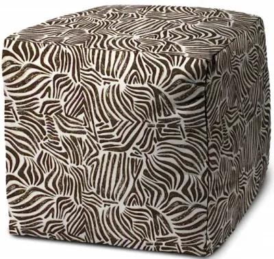 Cube Abstract Indoor Outdoor Pouf Cover - Black