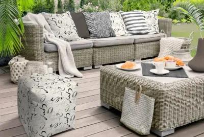 Cube, Indoor Outdoor Pouf Cover Fabric - Gray