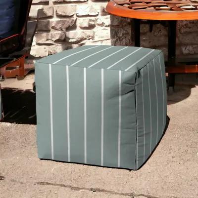 Cube Striped Indoor Outdoor Pouf Cover - Blue