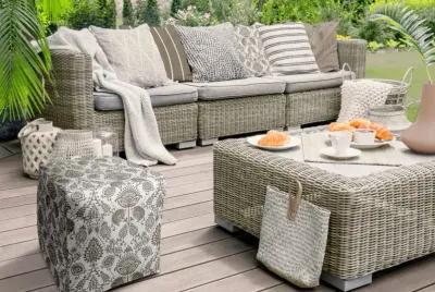 Cube Indoor / Outdoor Pouf Cover - Taupe