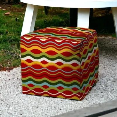 Polyester Cube Indoor Outdoor Pouf Cover - Red