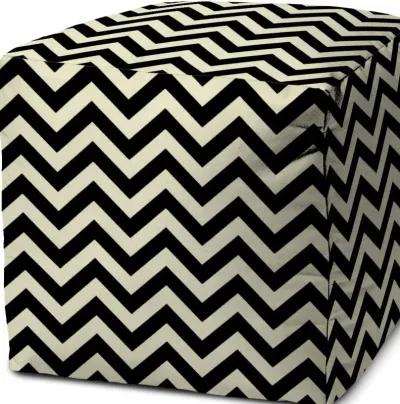 Cube Chevron Indoor Outdoor Pouf Cover - Black / White