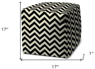 Cube Chevron Indoor Outdoor Pouf Cover - Black / White