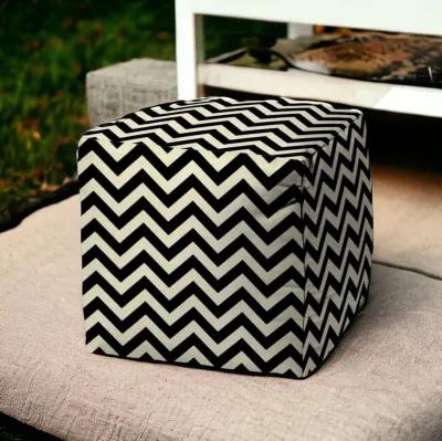 Cube Chevron Indoor Outdoor Pouf Cover - Black / White