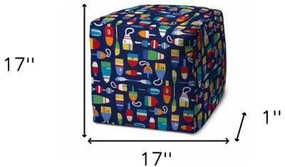 Cube Indoor / Outdoor Pouf Cover - Blue