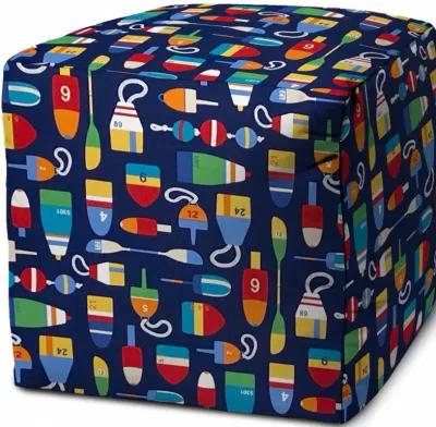 Cube Indoor / Outdoor Pouf Cover - Blue