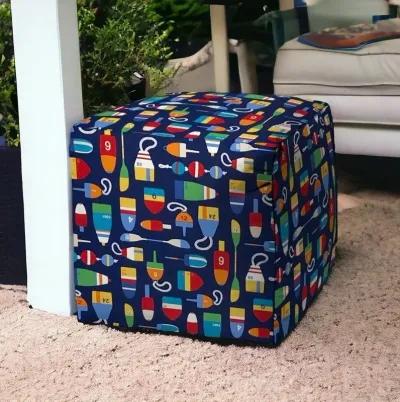 Cube Indoor / Outdoor Pouf Cover - Blue