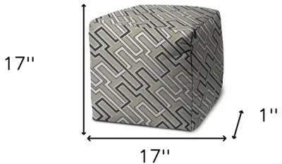 Cube Geometric Indoor Outdoor Pouf Cover - Taupe