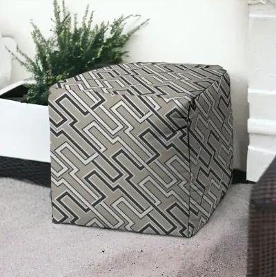 Cube Geometric Indoor Outdoor Pouf Cover - Taupe