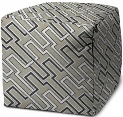 Cube Geometric Indoor Outdoor Pouf Cover - Taupe