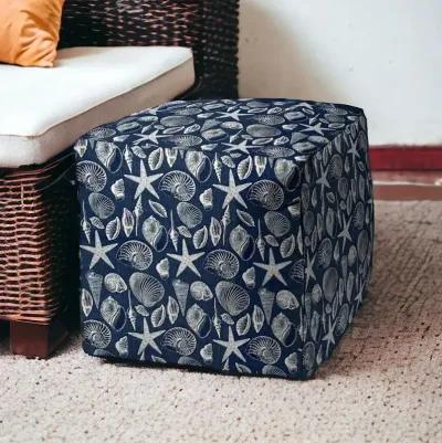 Cube, Indoor Outdoor Pouf Cover - Blue