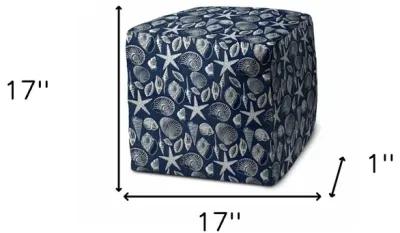 Cube, Indoor Outdoor Pouf Cover - Blue