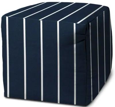 Cube Striped Indoor / Outdoor Pouf Cover - Blue