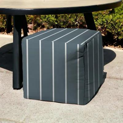 Cube Striped, Indoor Outdoor Pouf Cover - Blue